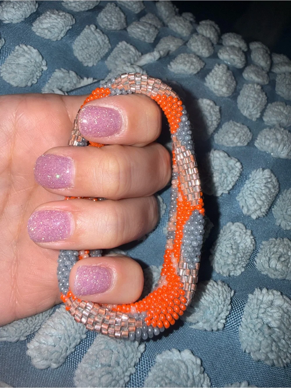 Handcrafted Orange, Gray & Peach Seed Bead Bracelets - Women Jewelry